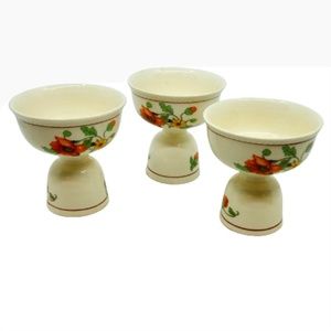 Vintage 1950s Stoneware Ceramic Double Egg Cups- Set of 3
